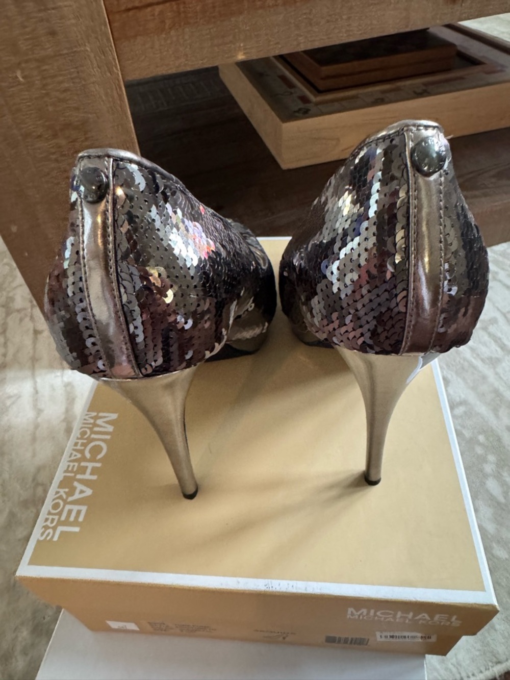 Michael Kors Black Sequin Platform Stiletto Pumps - Picture 4 of 7